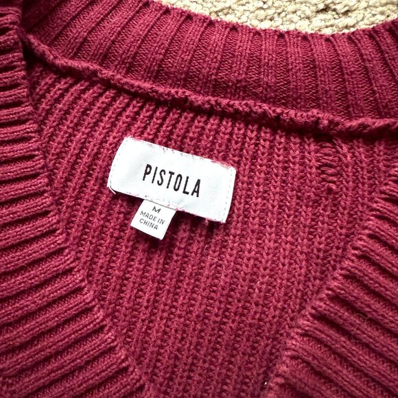 Pistola Ribbed Maroon V-Neck Sweater - Picture 3 of 3